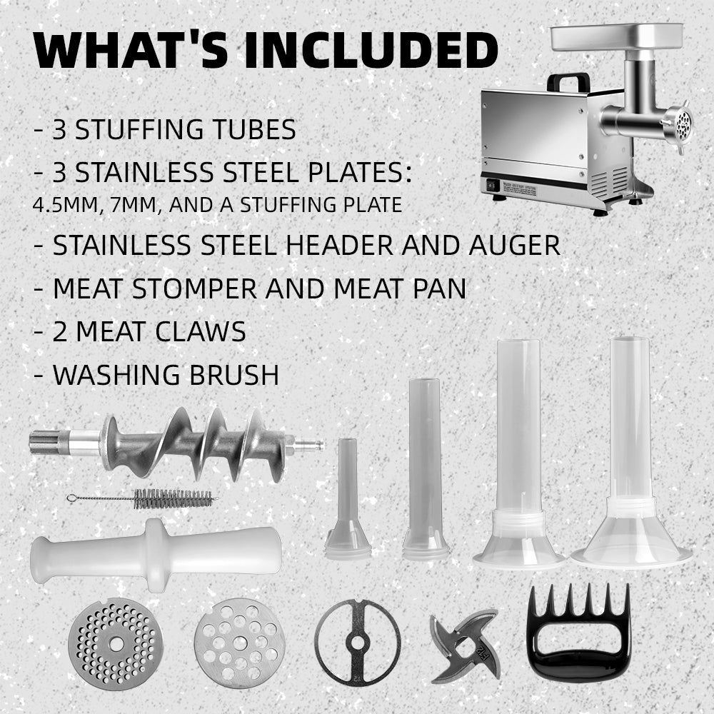 #5 Electric Meat Grinder, 0.5HP, 300 Lbs/H, Stainless Steel