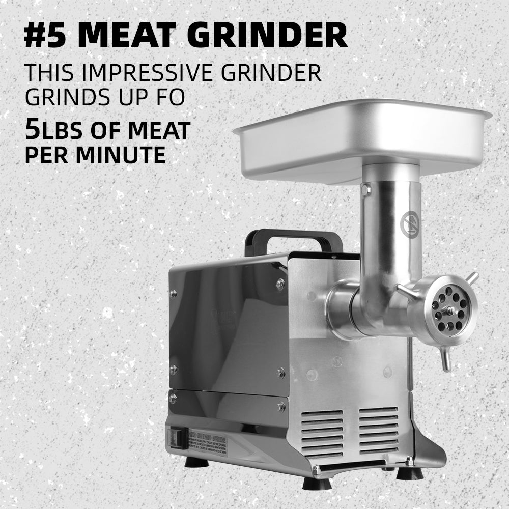 #5 Electric Meat Grinder, 0.5HP, 300 Lbs/H, Stainless Steel
